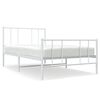 vidaXL Metal Bed Frame without Mattress with Footboard White 100x200cm