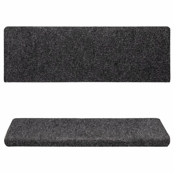vidaXL Stair Mats Self-adhesive 15 pcs 65x21x4 cm Dark Grey Rectangular Edge