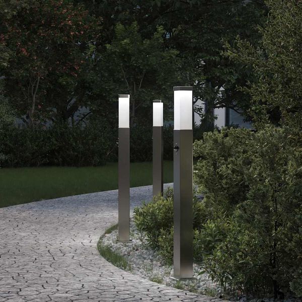 vidaXL Bollard Lights with Sensor 3 pcs 80 cm Stainless Steel IP44