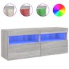 vidaXL TV Wall Cabinet with LED Lights Grey Sonoma 100x30x40 cm