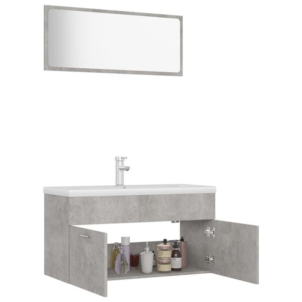 vidaXL Bathroom Furniture Set Concrete Grey Engineered Wood