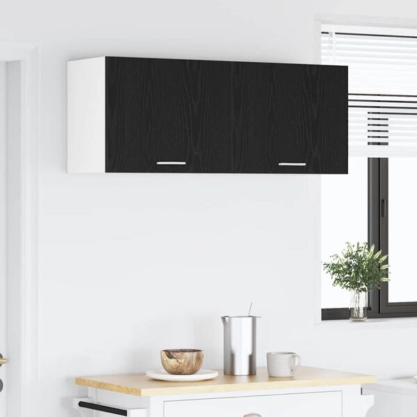 vidaXL Hanging Cabinet 2 pcs Black Oak and White 50 x 31 x 40 cm