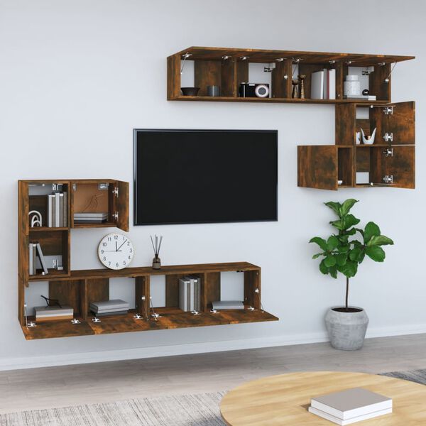 vidaXL Wall-mounted TV Cabinet Smoked Oak Engineered Wood