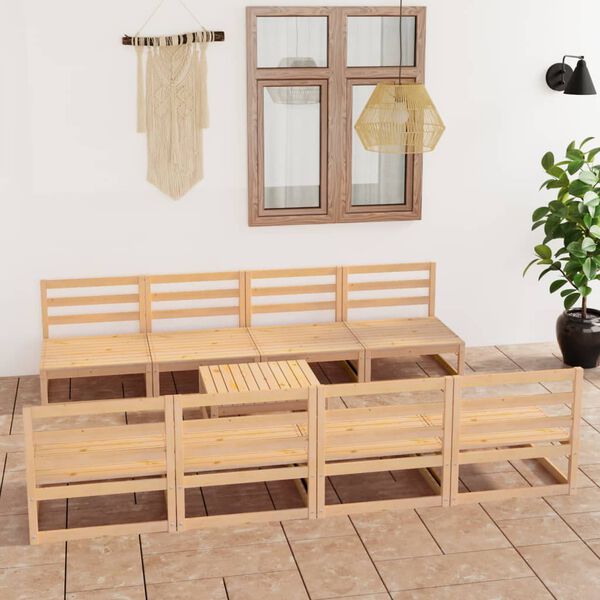 vidaXL 9 Piece Garden Lounge Set Solid Pinewood