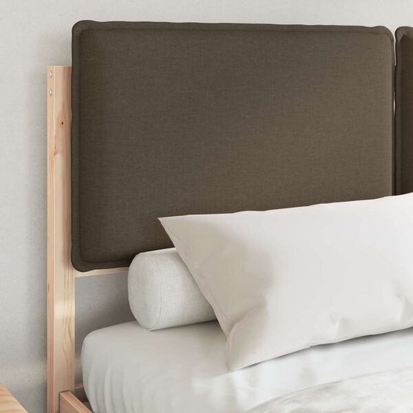 vidaXL Bed Frame with Upholstered Headboard Taupe 135 x 190 cm