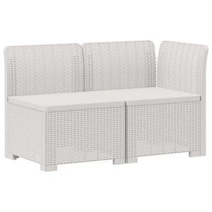vidaXL 2-Seater Garden Sofa Rattan Look PP White