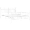 vidaXL Metal Bed Frame without Mattress with Footboard White 140x190cm