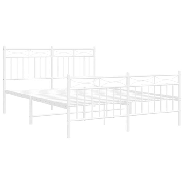 vidaXL Metal Bed Frame without Mattress with Footboard White 140x190cm