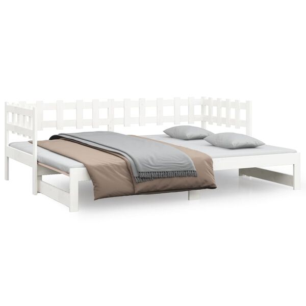 vidaXL Pull-out Day Bed without Mattress White 2x(80x200) cm