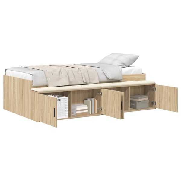 vidaXL Bed Frame with Drawer Sonoma Oak 100 x 200 cm Engineered Wood
