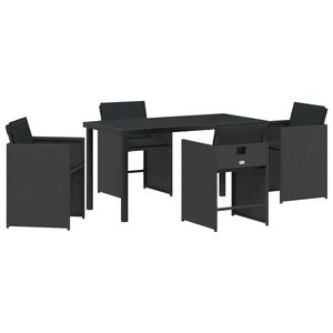 vidaXL Garden Dining Set 5 pcs Black Poly Rattan