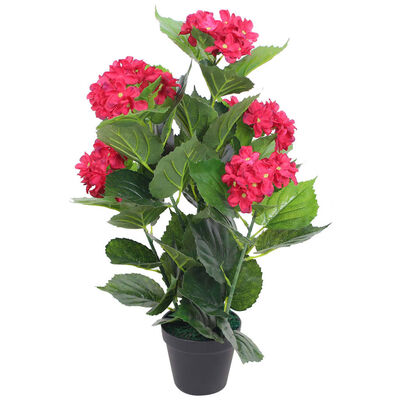 vidaXL Artificial Hydrangea Plant with Pot 60 cm Red