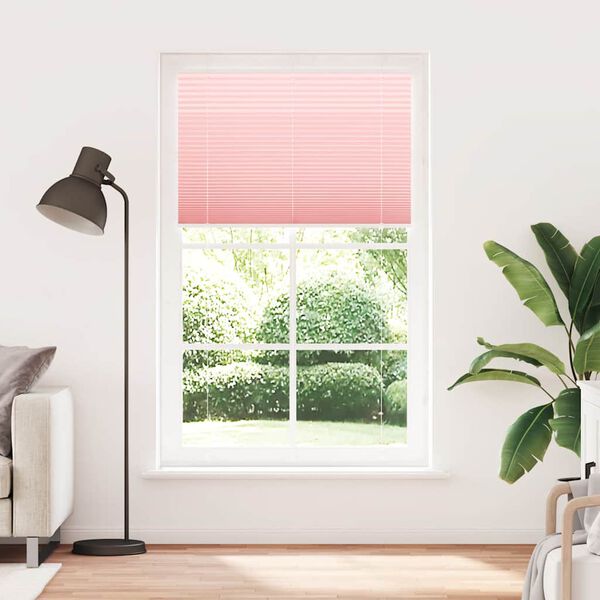 vidaXL Pleated Blind Pink 115x200 cm Fabric Width 114.4 cm Polyester