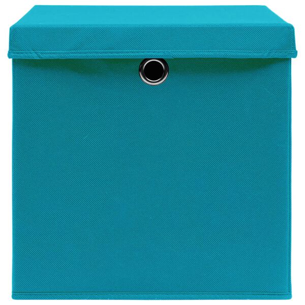 vidaXL Storage Boxes with Covers 10 pcs 28x28x28 cm Baby Blue