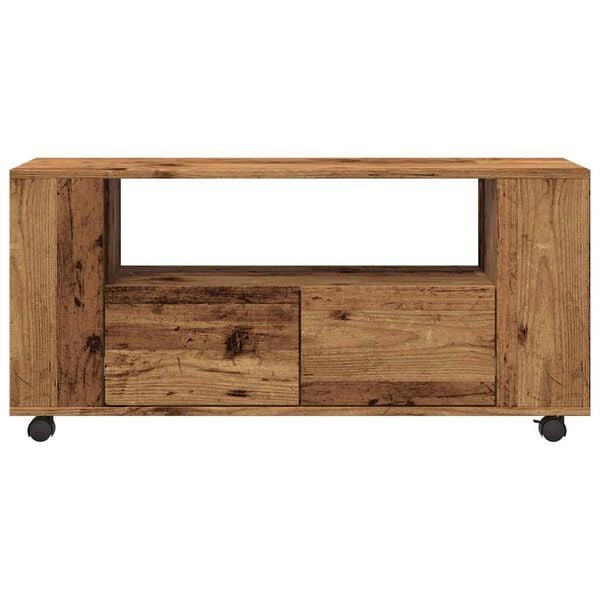 vidaXL TV Cabinet with Wheels Old Wood 102x34.5x43 cm Engineered Wood
