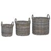 vidaXL Planter Basket with Storage 3 pcs Natural Grey Kubu Rattan