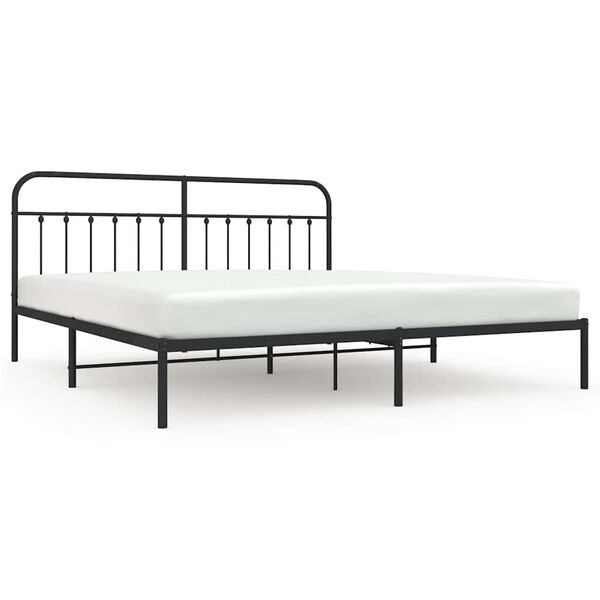 vidaXL Metal Bed Frame without Mattress with Headboard Black 193x203cm