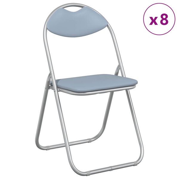 vidaXL Folding Chair 8 pcs Grey 48 x 43.5 x 81 cm Faux Leather