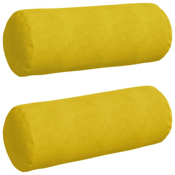 vidaXL Bolster Pillows 2 pcs Yellow Ø 25 x 70 cm Corduroy Fabric