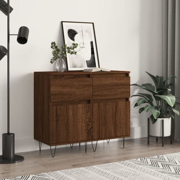 vidaXL Sideboards 2 pcs Brown Oak 40x35x70 cm Engineered Wood