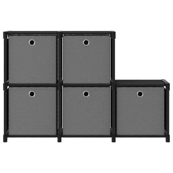 vidaXL 5-Cube Display Shelf with Boxes Black 103x30x72.5 cm Fabric