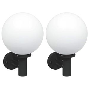 vidaXL Outdoor Wall Lights 2 pcs Black 28 x 25 x 38 cm Stainless steel