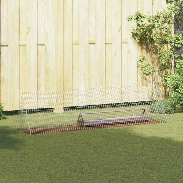 vidaXL Chicken Cage Silver 215 x 55 x 55 cm Galvanised Steel