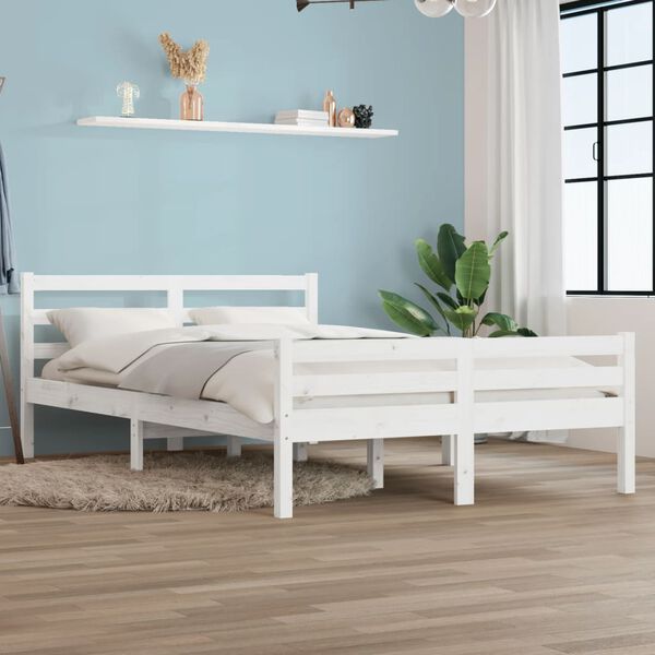 vidaXL Bed Frame without Mattress White Solid Wood 160x200 cm