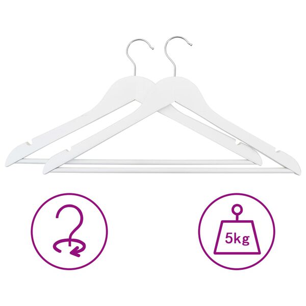 vidaXL 50 pcs Clothes Hanger Set Non-slip White Hardwood