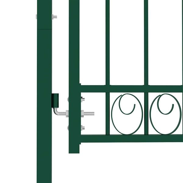 vidaXL Fence Gate with Arched Top Steel 100x86 cm Green