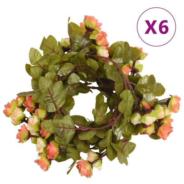 vidaXL Flower Garlands 6 pcs Sunset Red 215 cm