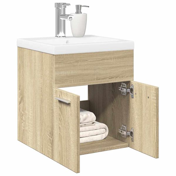 vidaXL 2 Piece Bathroom Furniture Set Sonoma Oak Engineered Wood
