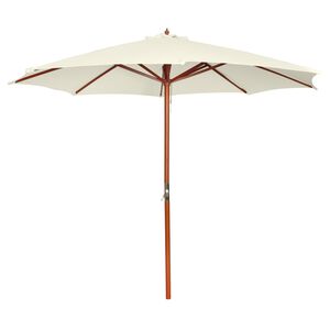 vidaXL Garden Parasol | Sand White | Polyester, Hardwood | Large