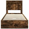 vidaXL Storage Bed with Drawer Smoked Oak 90 x 190 cm Engineered Wood