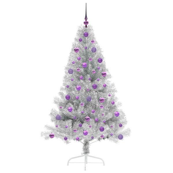 vidaXL Artificial Pre-lit Christmas Tree Silver 180 cm PET