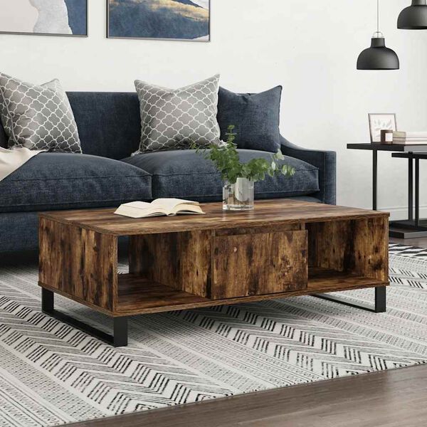 vidaXL Coffee Table Smoked Oak 104x60x35 cm Engineered Wood