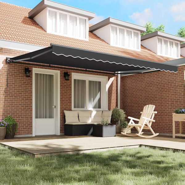 vidaXL Awning Frame Anthracite 450 x 300 cm Polyester with PU coating