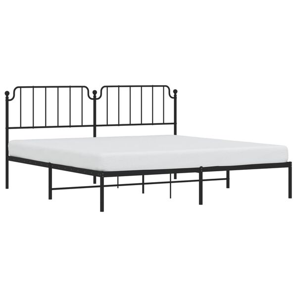 vidaXL Metal Bed Frame without Mattress with Headboard Black 200x200cm