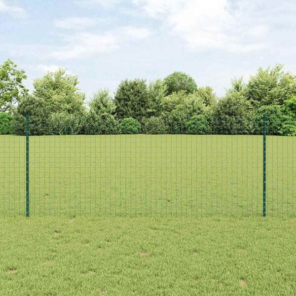vidaXL Fence with Post Green 1 x 25 m Steel and PVC