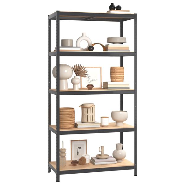 vidaXL 5-Layer Shelves 3 pcs Anthracite Steel&Engineered Wood