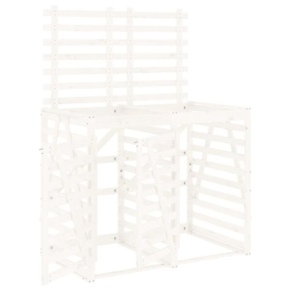vidaXL Double Wheelie Bin Storage White Solid Wood Pine