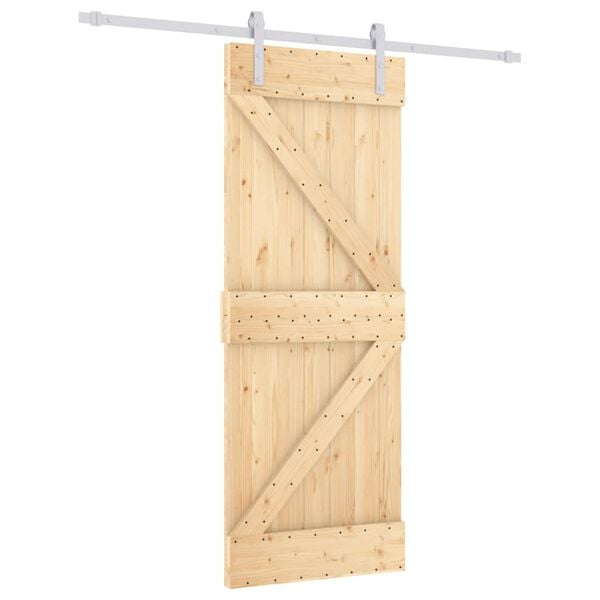 vidaXL Sliding Door with Hardware Set 80x210 cm Solid Wood Pine
