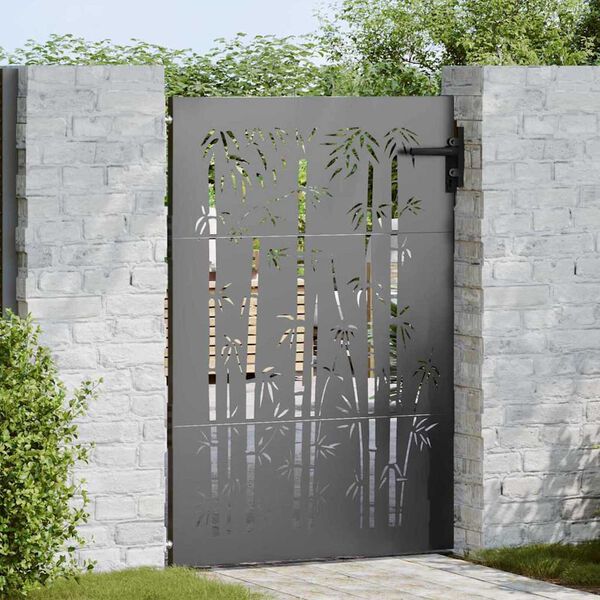 vidaXL Garden Gate 85x125 cm Corten Steel Bamboo Design