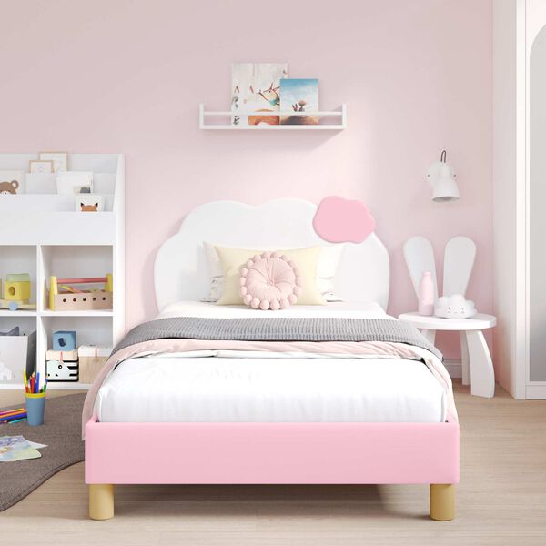 vidaXL Children's Bed Frame with Headboard Pink 90 x 190 cm PU