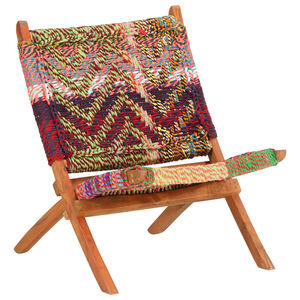vidaXL Folding Chindi Chair Multicolours Fabric