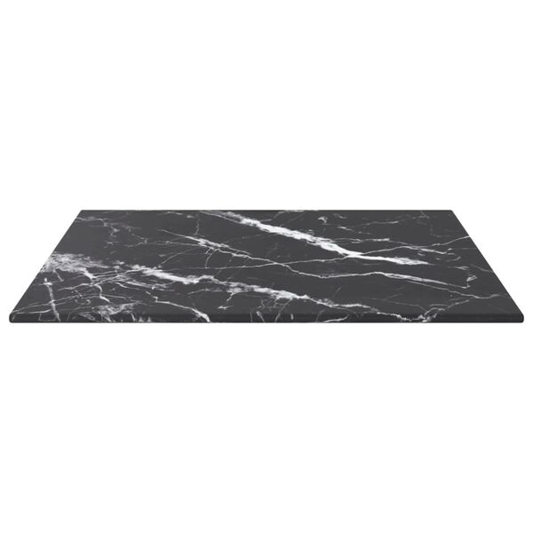 vidaXL Table Top Black 40x40 cm 6 mm Tempered Glass with Marble Design