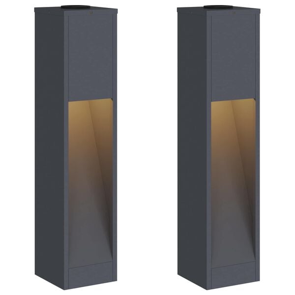 vidaXL Solar Led Pathway Light 2 pcs Anthracite Cold Rolled Steel