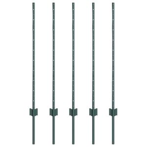 vidaXL Fence Post 5 pcs Green 140 cm Steel