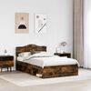 vidaXL Bed Frame Smoked Oak 135 x 190 cm Solid Pine Wood