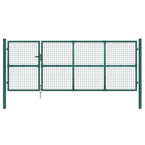 vidaXL Mesh Garden Gate Green 350x125 cm Galvanised Steel